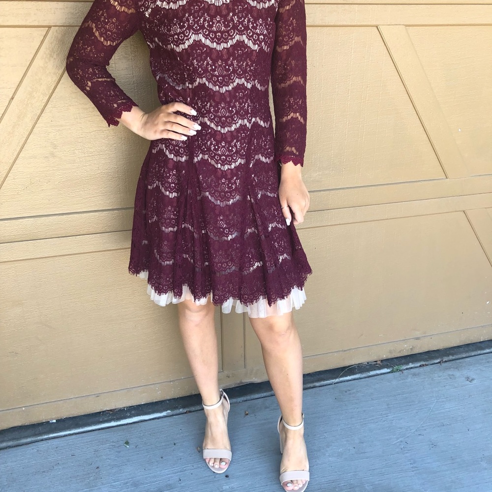 Burgundy lace dress